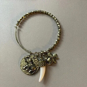 Fame accessories - vintage tone brass charm bracelet - adjustable OS fits most